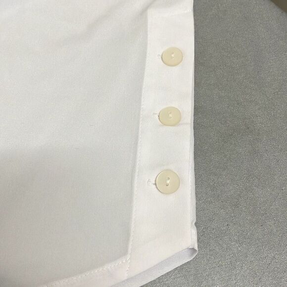 Alpha Studio M/L Button Front Blouse White Crepe Sheer Long Sleeve NWT Oversized - Picture 5 of 13